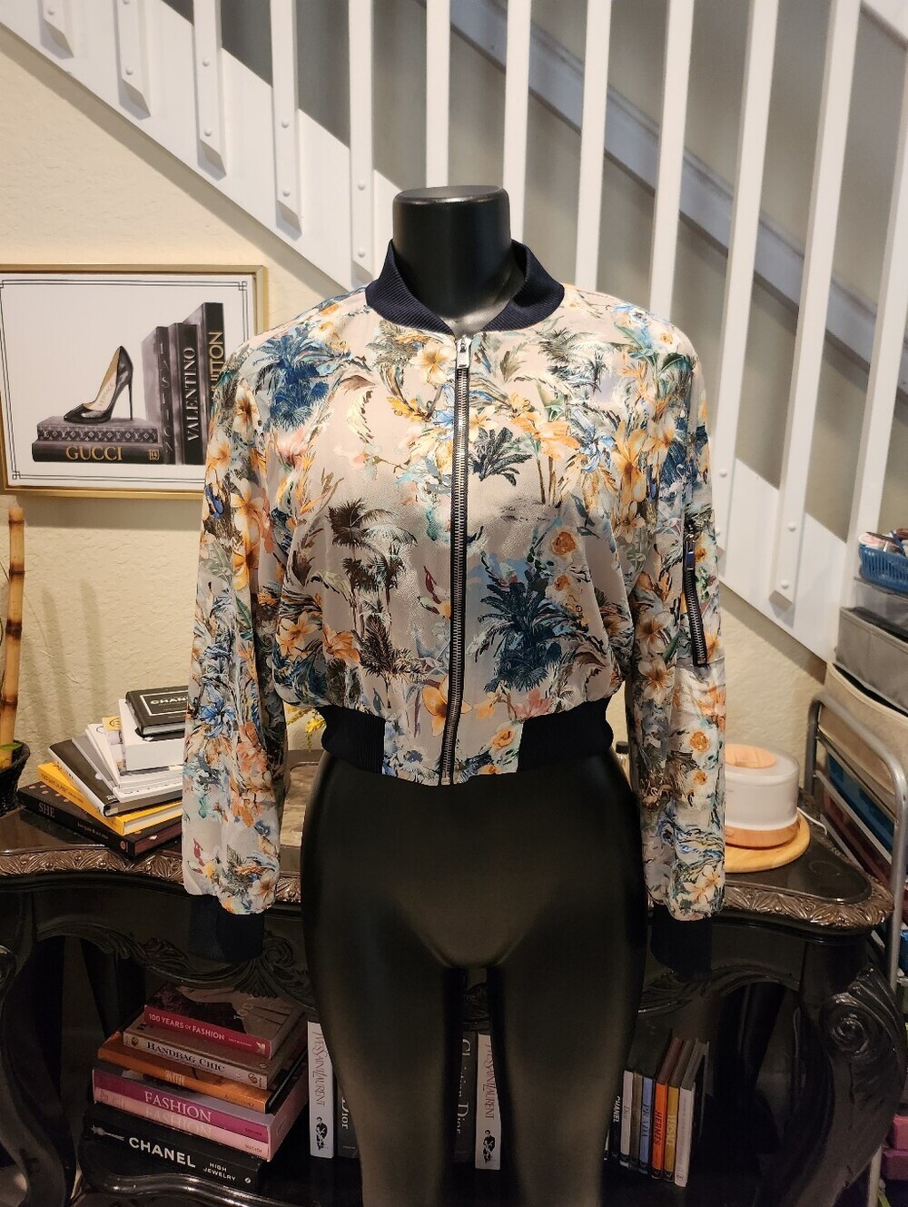 Zara floral bomber jacket size S